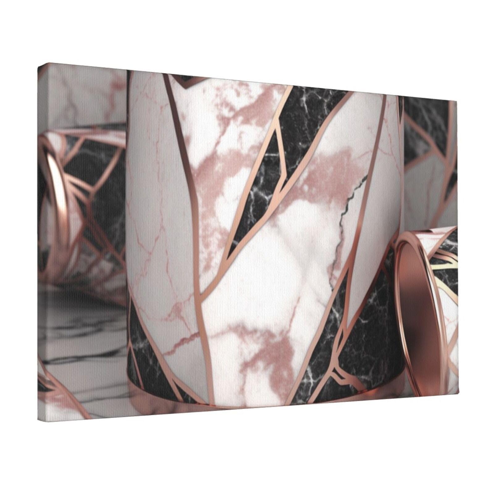 YKLJG Rose Gold Marble Printed Wall Art Canvas Prints 45x30 CM Wooden Framed Picture Painting Artwork for Bedroom Kitchen Home Office Decor