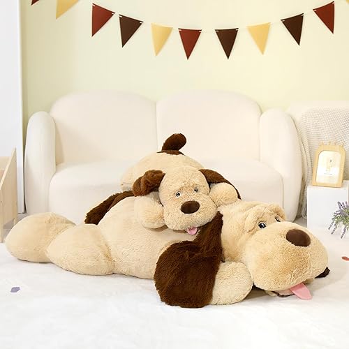 Miniatura 6 de MaoGoLan Peluche de perro gigante, perro de peluche grande de 31 pulgadas, almohada de peluche esponjosa y tierna, juguete de cumpleaños para niñas