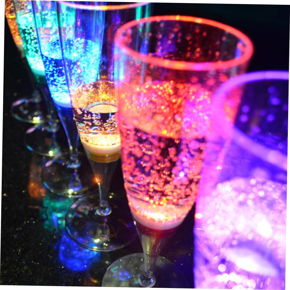 6Pcs Liquid Activated LED Light Wine Cups Plastic Goblets for Festive Celebrations Illuminated Drink Glasses for Parties and Gatherings