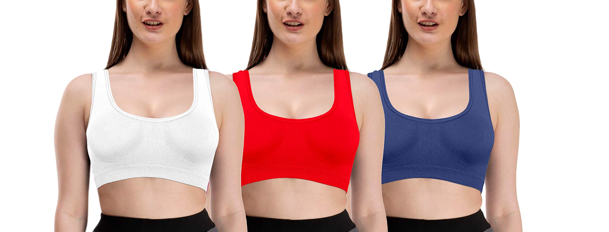 Women's Air Bra, Sports Bra, Stretchable Non-Padded Non-Wired Bra, Freesize (Size 28 to 34) (Pack of 3)-image-0