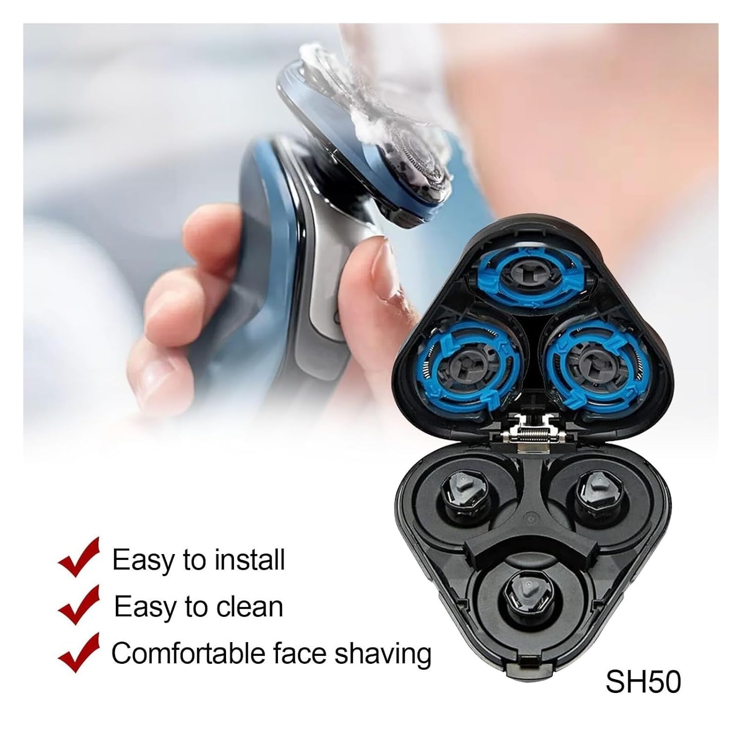 For Replacement Shaver Head，Compatible For Philips，SH50 S5000 S5370 S5571 S5420 S5140 S5078 S5077 S5050 S5082 S5380 S5400 Razor Blade Washable(Tool head base)