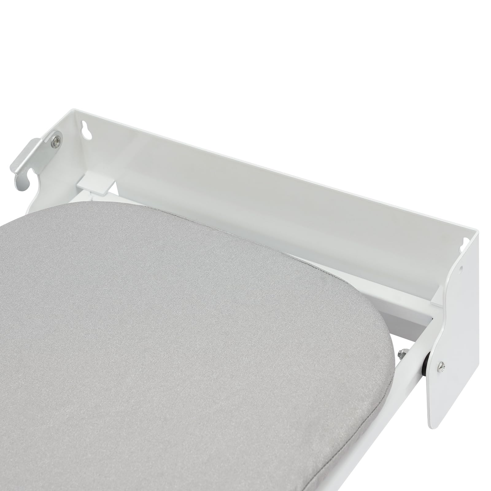 Tabla de planchar plegable, giratoria 180°, tabla de planchar con barra de apoyo, 93 x 31,5 x 14 cm, tejido de metal estable, tabla de planchar para pared, para dormitorios, apartamentos y viajes