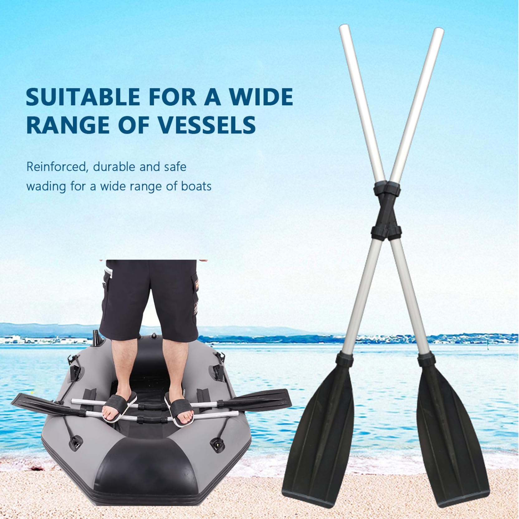 Pagaia for 2 Pezzi 126 cm in Lega di Alluminio Staccabile Regolabile Portatile Canoa addensata pagaie Leggere Confezione da 2 for Remo for gommone -