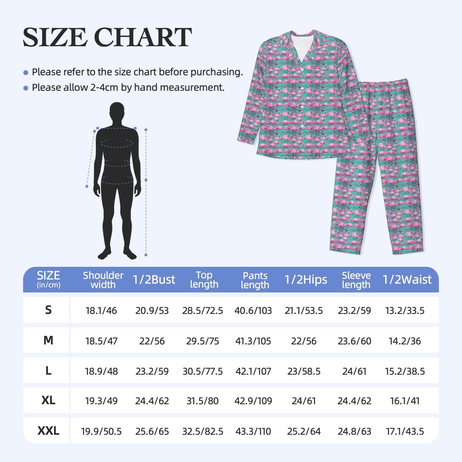 Bonito conjunto de pijama de manga larga para hombre con estampado de flamencos rosados, ropa de dormir de dos piezas, transpirable, cómoda