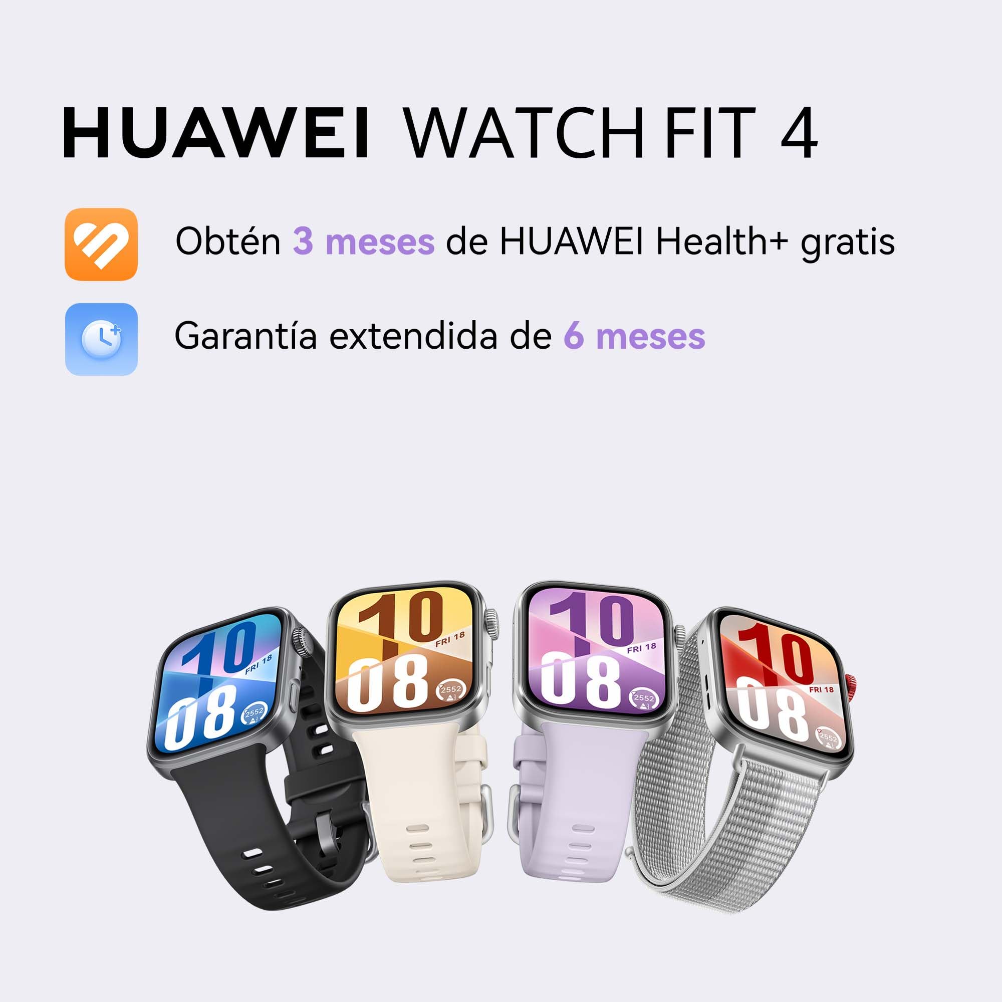 HUAWEI Watch FIT 4 Smartwatch, Brillo Máximo de 2.000 Nits, Barómetro, Dual–Band GPS, Carga Inalámbrica, Ultrafino, Monitor de Actividad Física, Morado