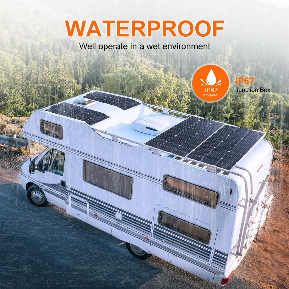 100W 18V Panneau Solaire Souple Monocristallin Panneaux Solaires pour Batterie 12V, Camping-Car, Camper, Van, Bateaux, Caravane