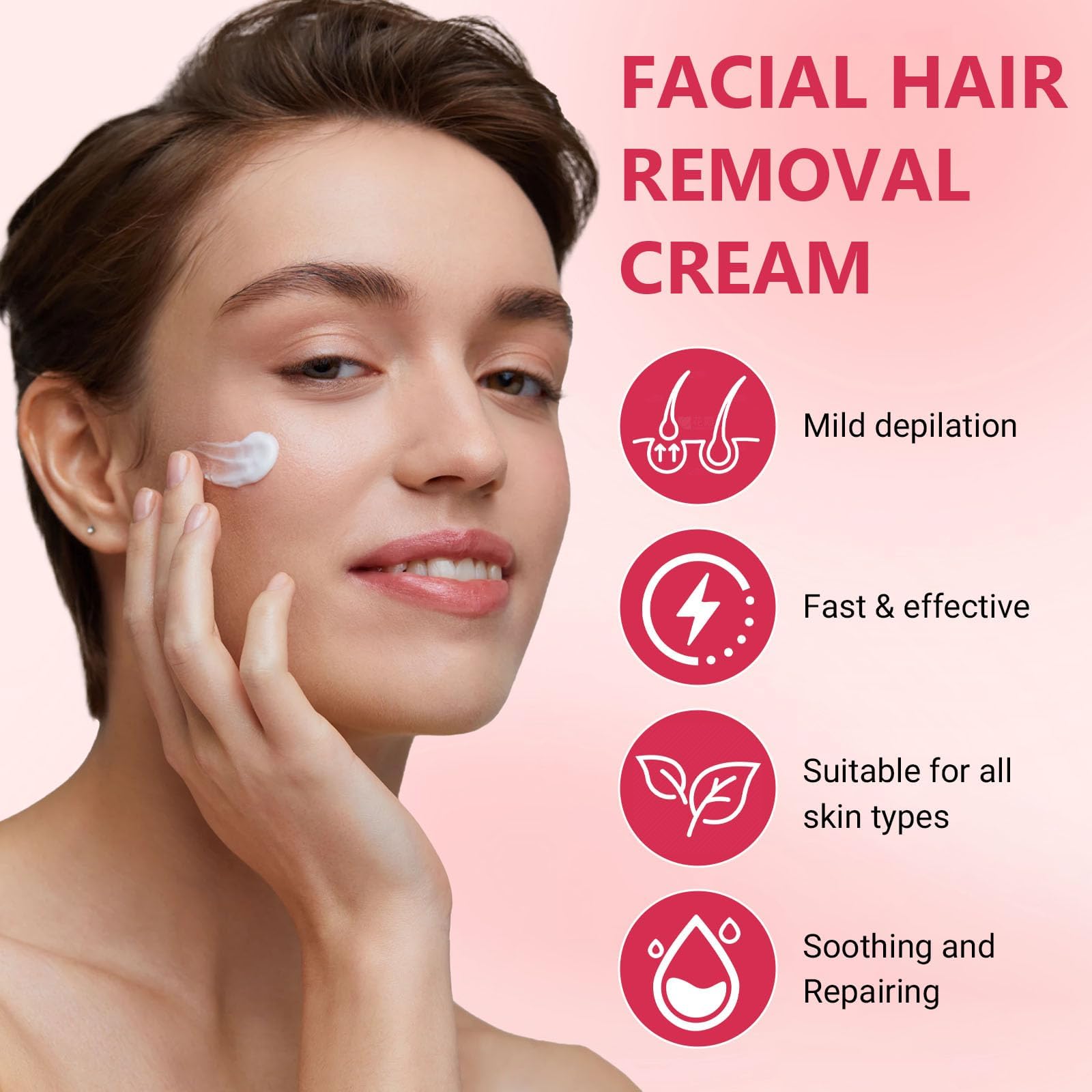 Crema Depilatoria Facial Mujer 50g Crema Depilatoria del Labio Superior Depilación Suave Sin Irritación Adecuado para Labio Superior, Mejillas, Mentón y Manos — view 3