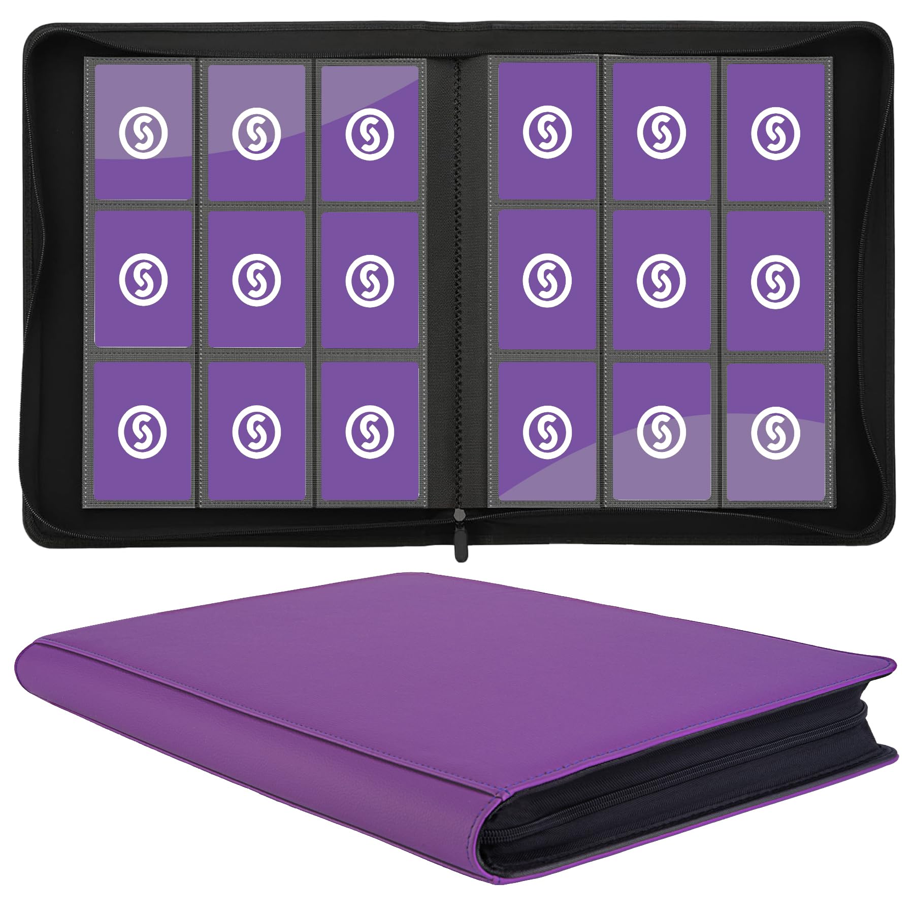 Card Binder 9 Pocket for 360 Cards - Premium Trading Card Binder with Sleeves Protection, Side Loading Card Collection Binder for TCG, MTG, YGO, Collectible Cards (Purple)