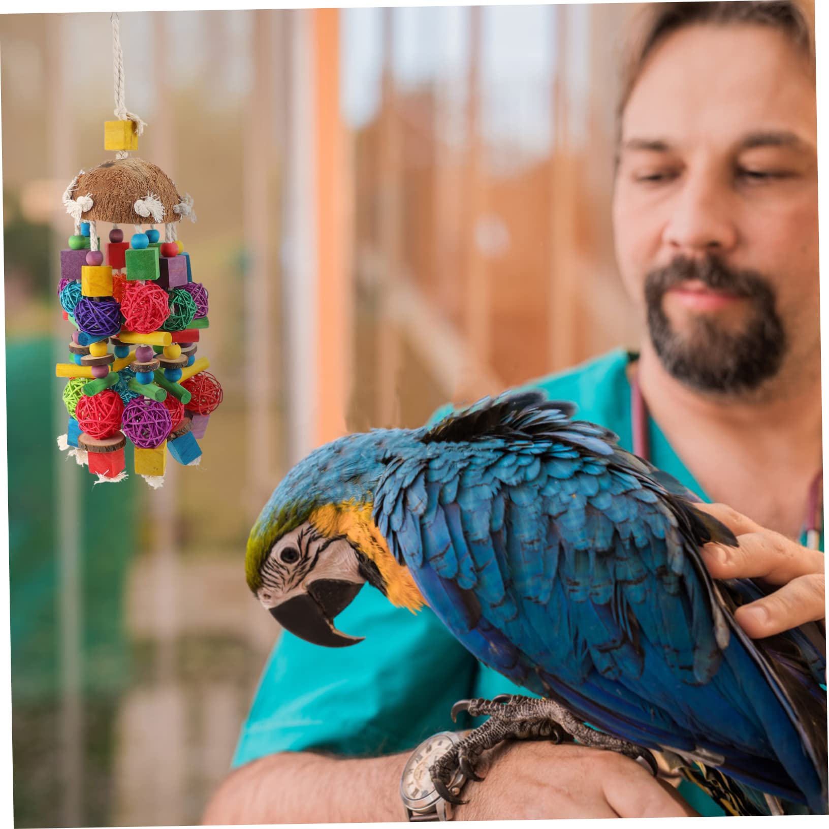 Toddmomy 1pièces Jouet à Mâcher pour Perroquet Jouet à Mordre pour Oiseau Suspendus pour Perroquet Accessoires pour Cage