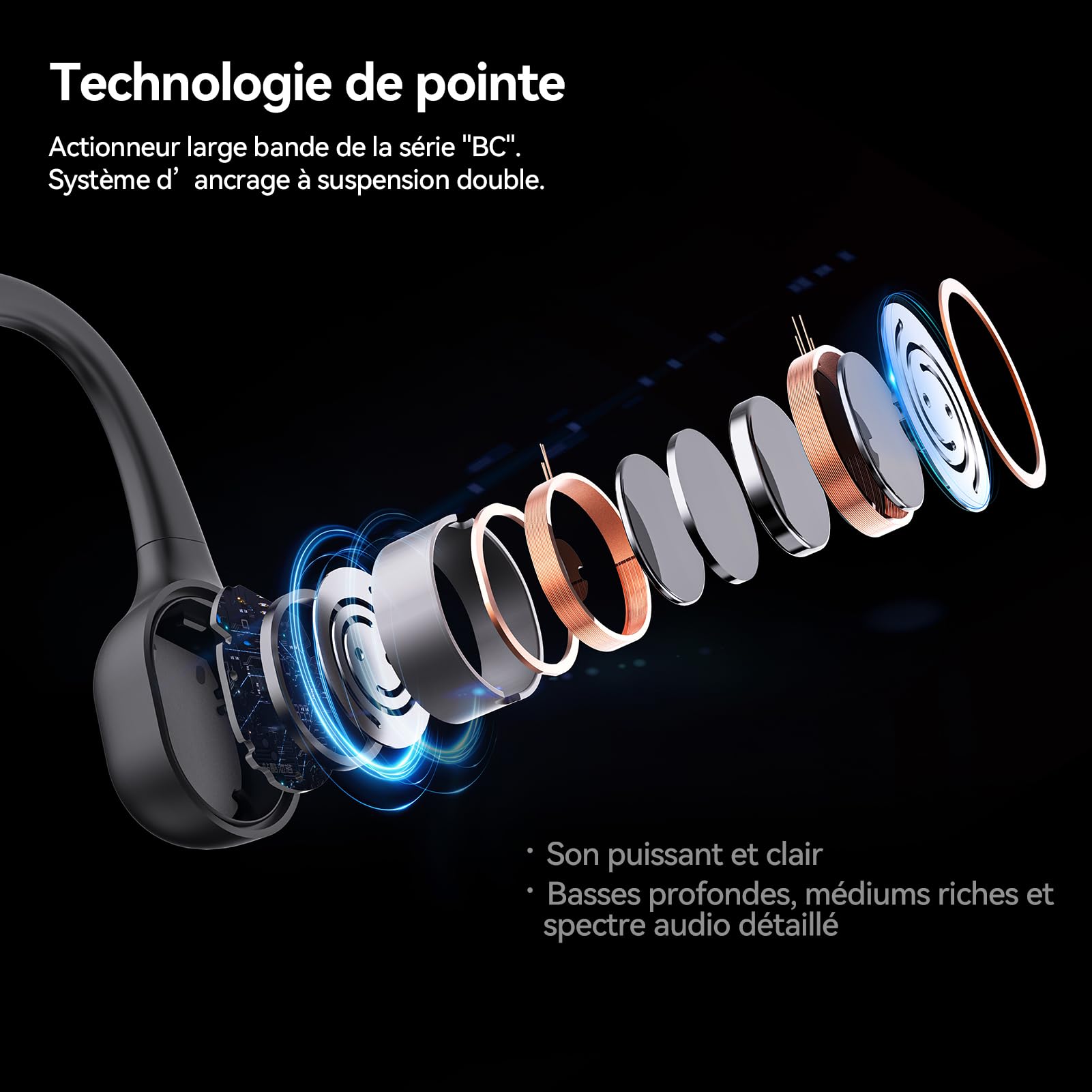 mojawa Run Plus – Écouteurs à Conduction Osseuse Natation, Casques Étanches IP68 avec MP3 Intégré 32 Go, pour Course à Pied, Cyclisme et Sport, Bluetooth 5.2, Micro ENC – Orange