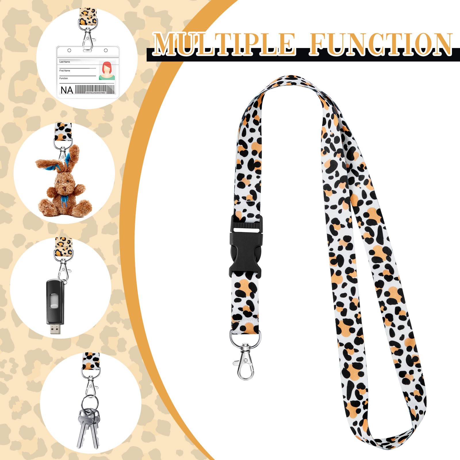 Zonon 2 Sets Cute Lanyard with Card Holder Neck Strap Lanyard and Waterproof Transparent PVC ID Badge Holder for ID Card Office School Supplies Travel (Leopard Style) - Image 4