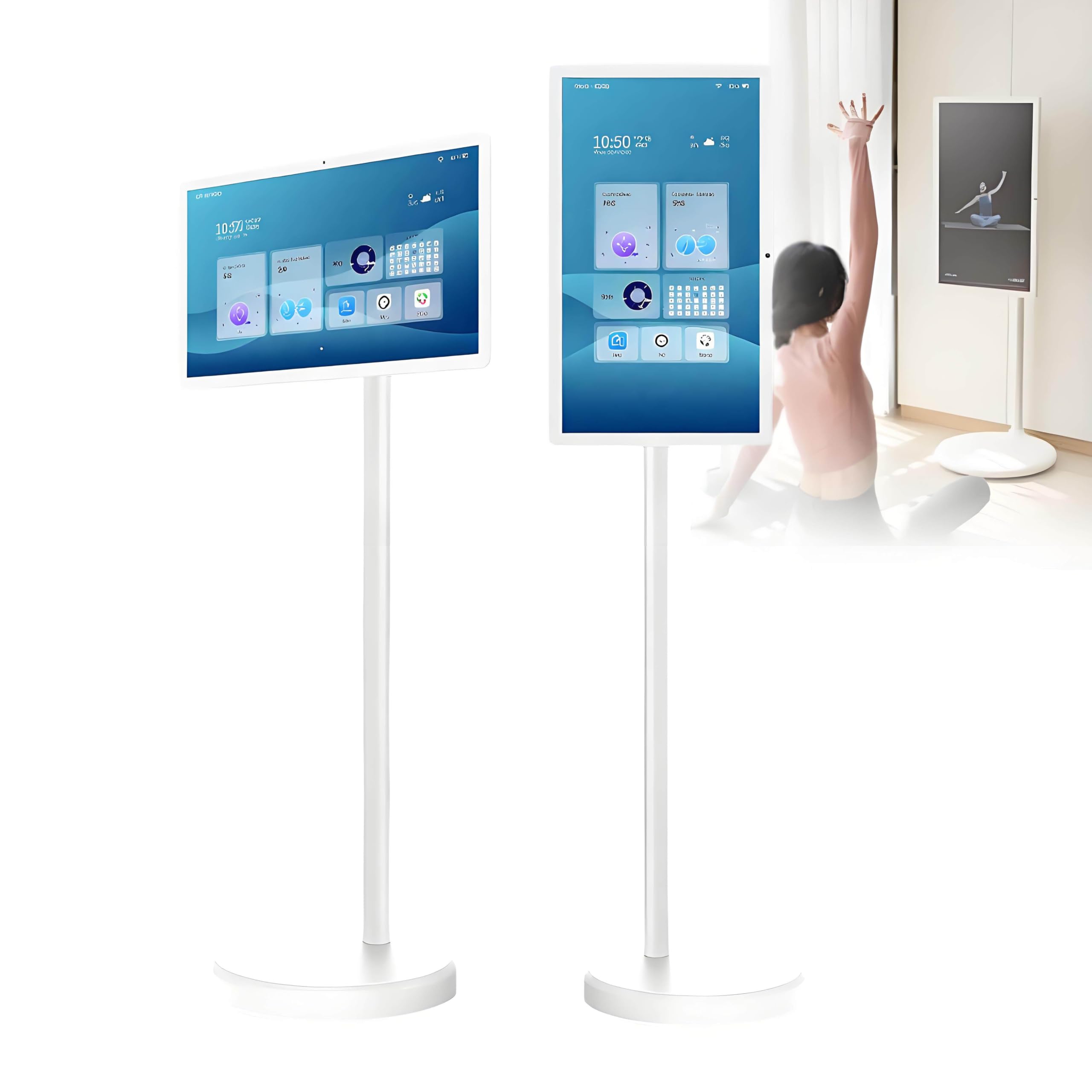 Smart TV portatile - Monitor touch screen 1080p su ruote con batteria da 15000 mAh e supporto mobile, design girevole