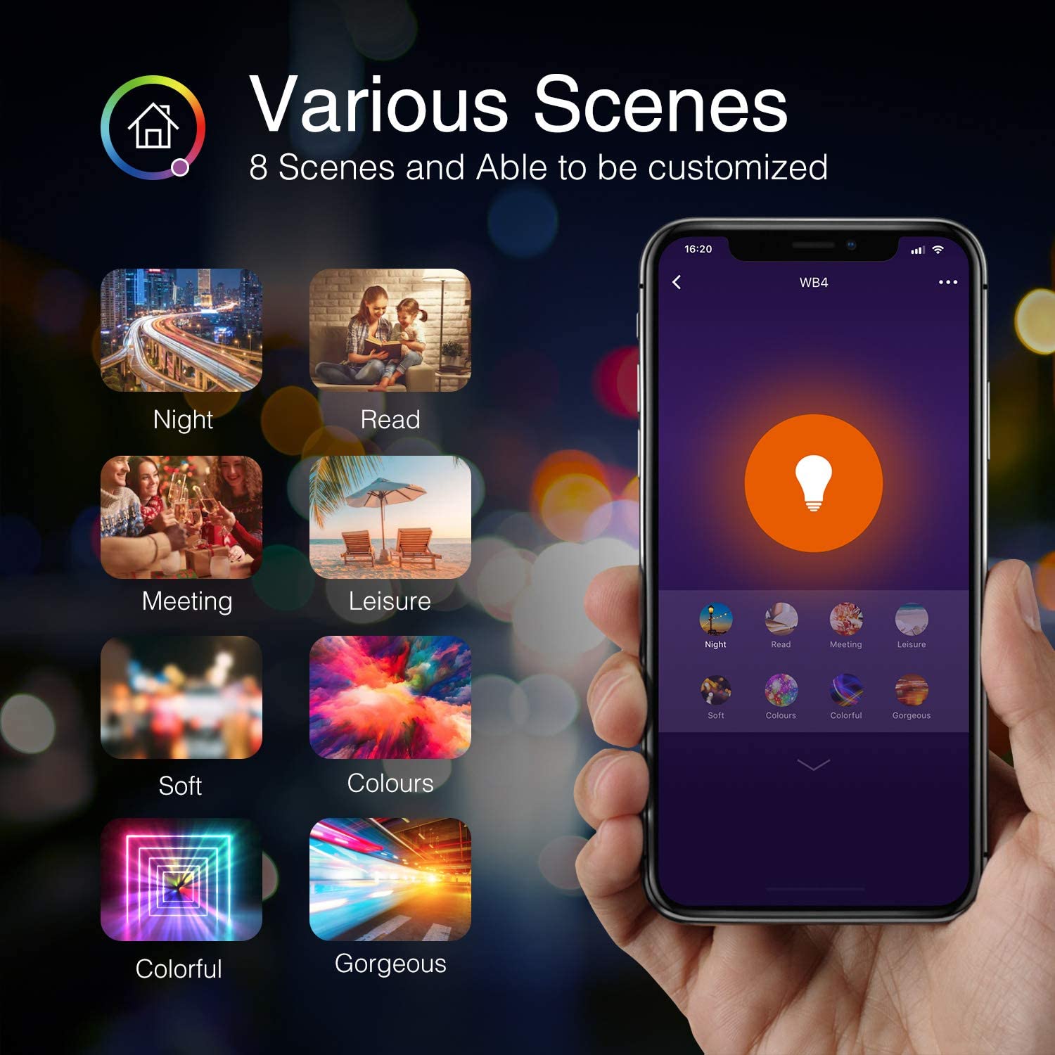 Beantech Smart Bulb, WiFi LED Light Bulbs, Dimmable Light Bulb 2700K-6500K, Smart Bulbs Compatible with Alexa & Google Assistant, A19 Alexa, RGB Tunable White Bulb, 4 Pack, Multicolor (NWB5-4)