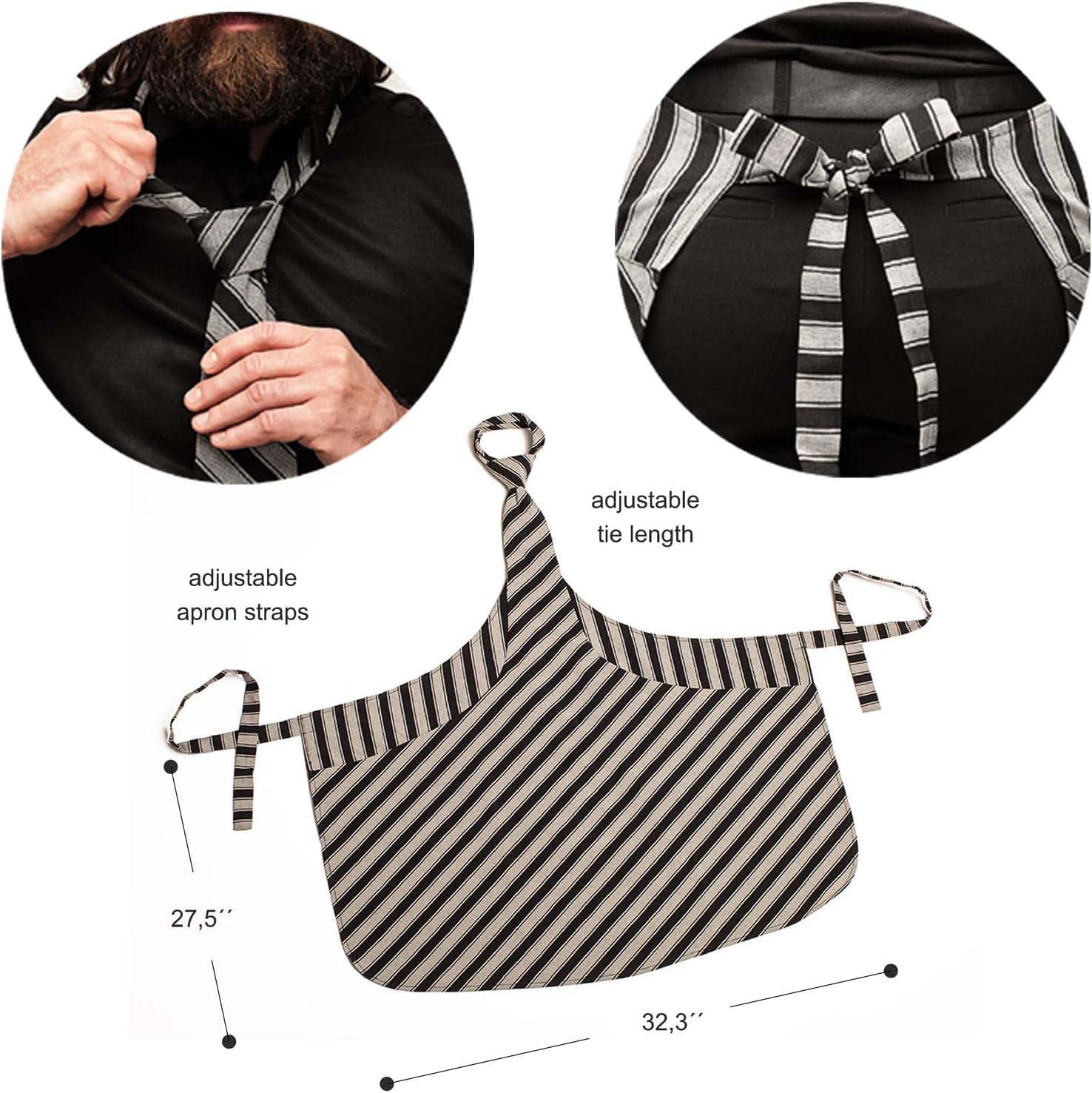 Stylish & Sexy Apron for Men – Unique Gift for Husband or Boyfriend – Unique Apron with 2 Pockets – Fun Cooking Serving and BBQ Party Apron – Premium Glossy Gift Box