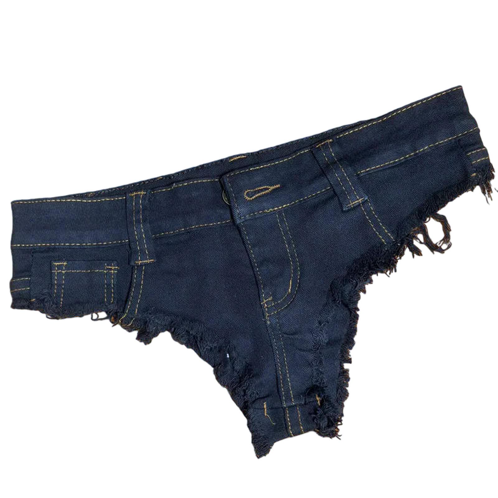 Short jeans femme sexy taille basse pour tenue de discothèque audacieuse en denim noir