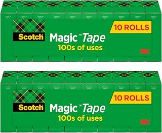 Scotch Magic Tape Refill Rolls, Invisible Matte Finish, 3/4" x 1000" (1" Core), 2-Pack (20 Total Rolls), Permanent Adhesive for Office, School, and Gift Wrapping