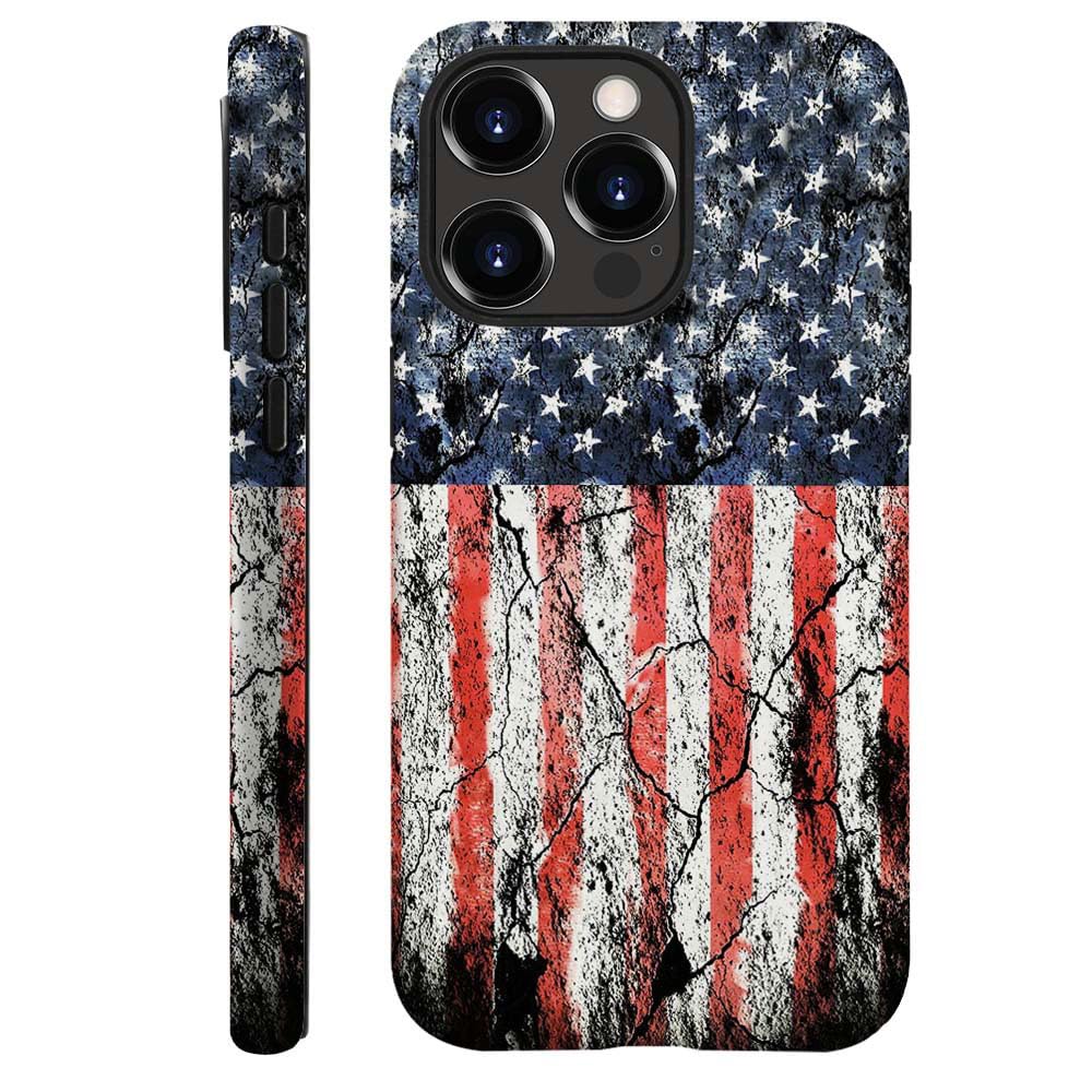 DJSOK Case for iPhone 14 Pro,Shockproof Hybrid 2-Layer Hard Shell Frosted Phone Case-Classic Retro American Flag