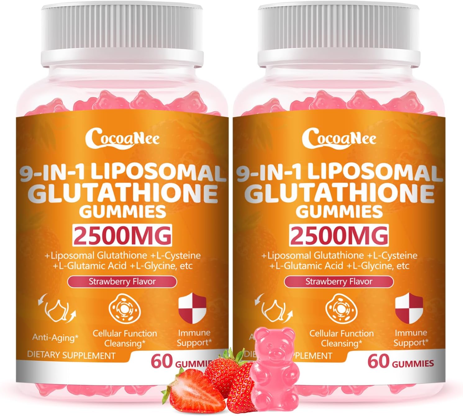 2 Packs 2500MG Liposome Glutathione Gummies, Composite L-Cysteine, Collocation Milk Thistle, Increas 98% Absorption Rate, Antioxidant Anti-Aginga