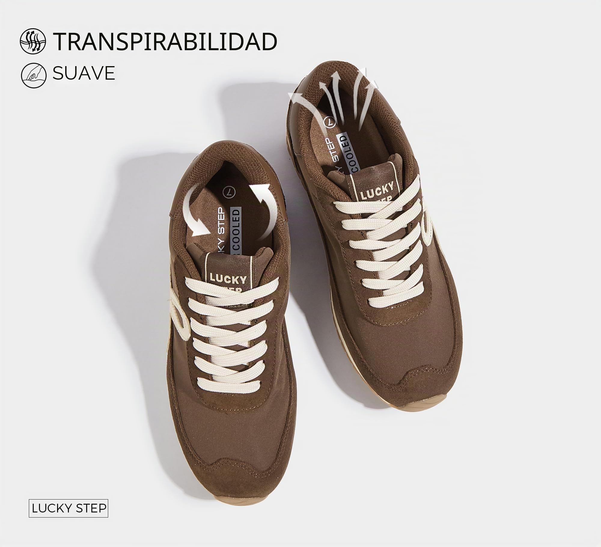 LUCKY STEP Zapatillas Mujer de Moda, Low Top Retro Clásico, Cómodas para Caminar y Running, Estilo Casual