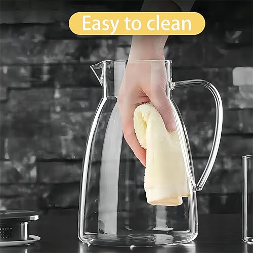 Miniatura 5 de Boxdljh - Jarra de vidrio para 68 onzas, jarra de vidrio de 2.0 litros con tapa, jarra de agua para refrigerador, fácil de limpiar, resistente al