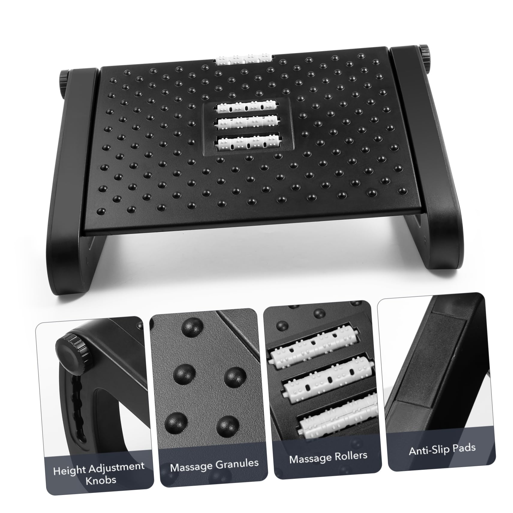Reposapiés Material Abs y PP con Altura Ajustable de Oficina Ergonómico y Diseño Multifuncional Adecuado para Trabajo en Escritorio y Hogar