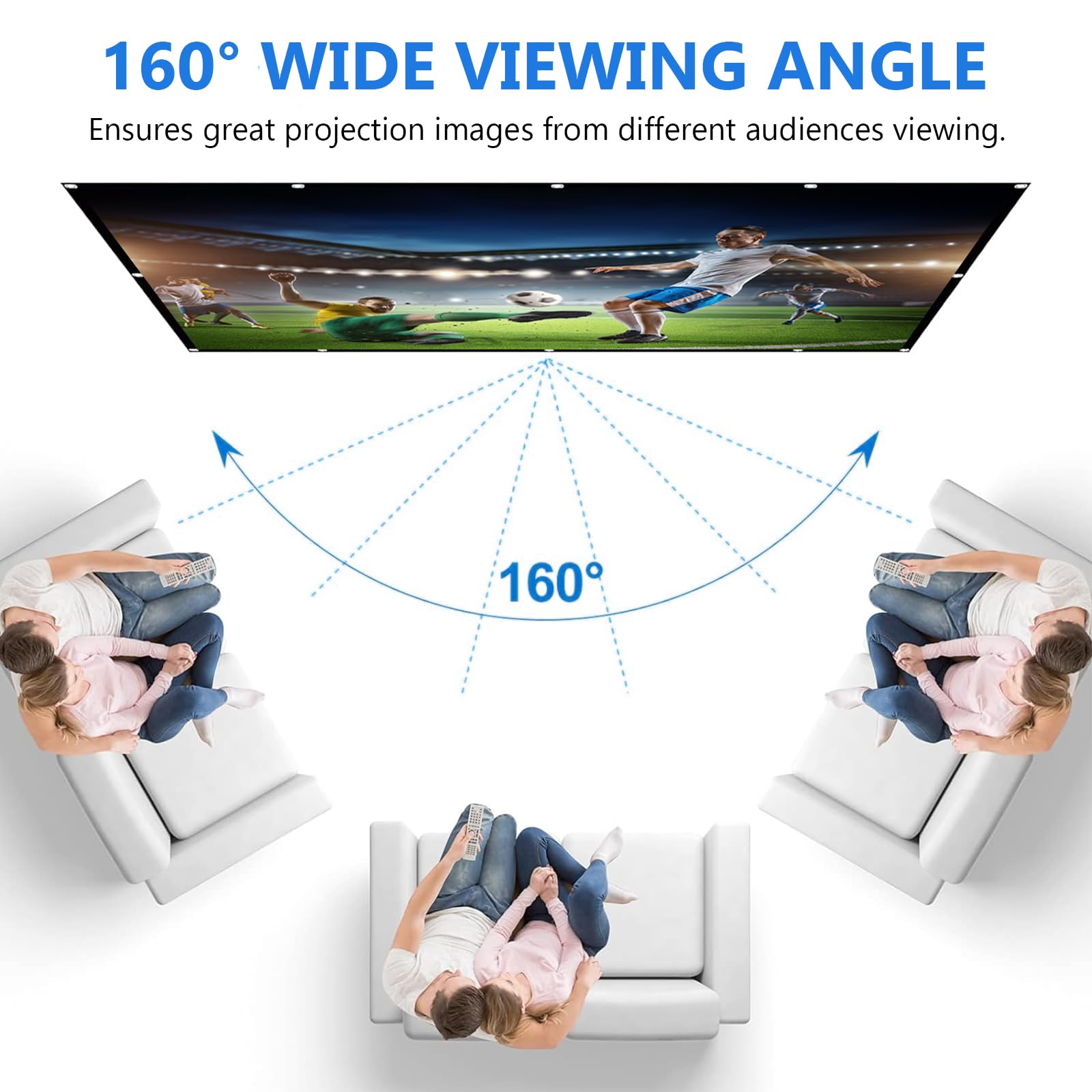 Écran de projection 150" 16:9 HD pliable anti-plis double face 332 x 187 cm Écran de projection portable pour la maison, l'école, les réunions