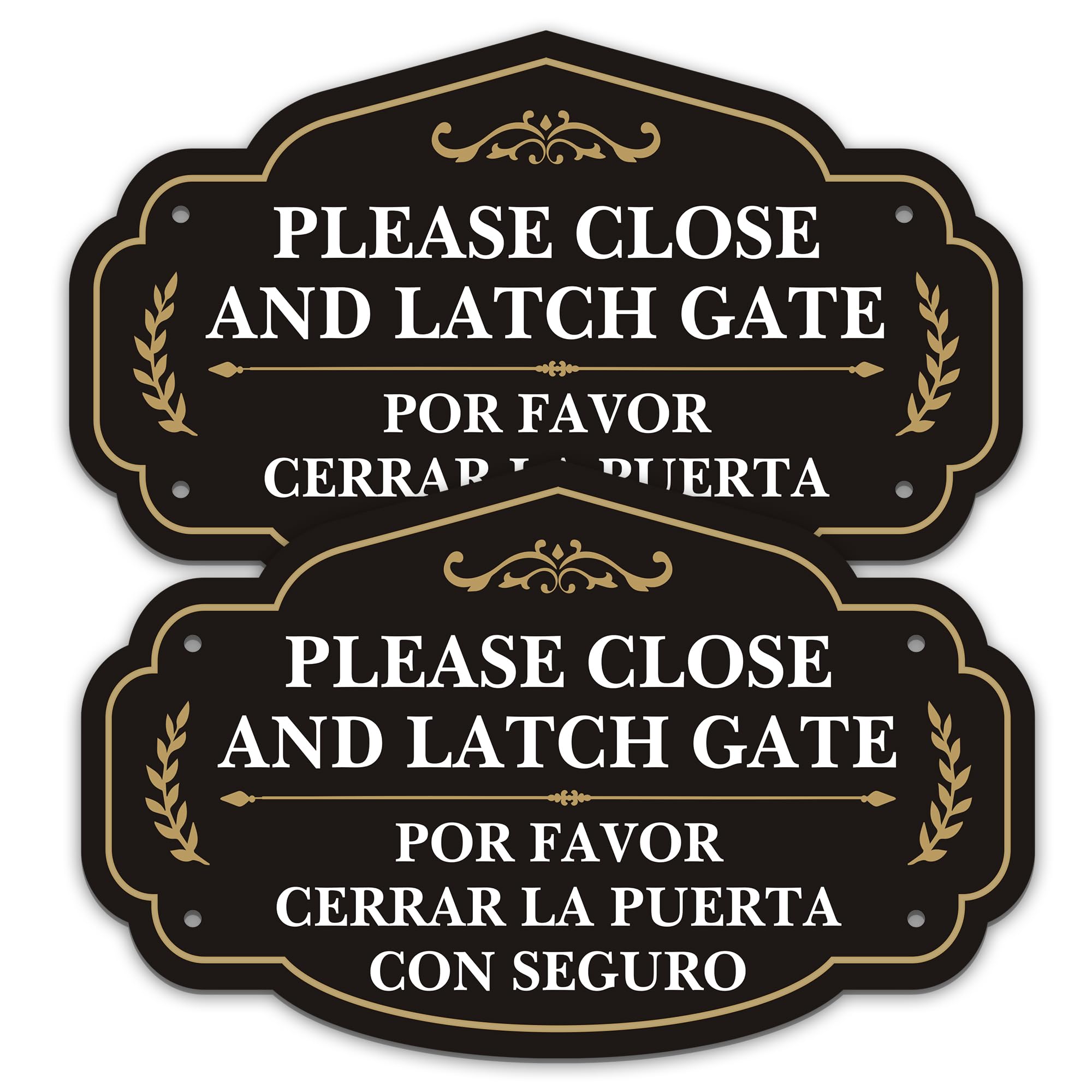 2 Pack Please Close and Latch Gate Sign Bilingual English Spanish, 10 x 6.25 inch Keep Gate Closed Sign, Waterproof, Durable Ink, Easy to Install