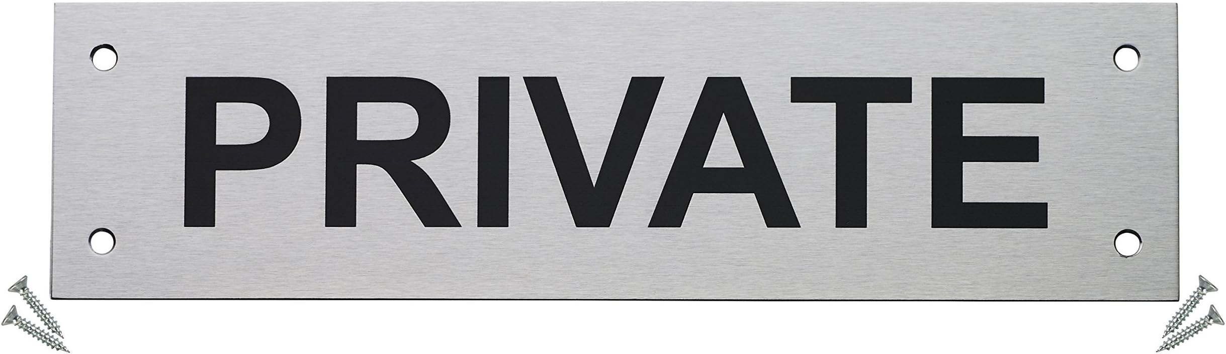Fire Door GuruPrivate Door Sign - 225 x 60mm Rectangular - Stainless Steel Safety Sign - Fixings Included