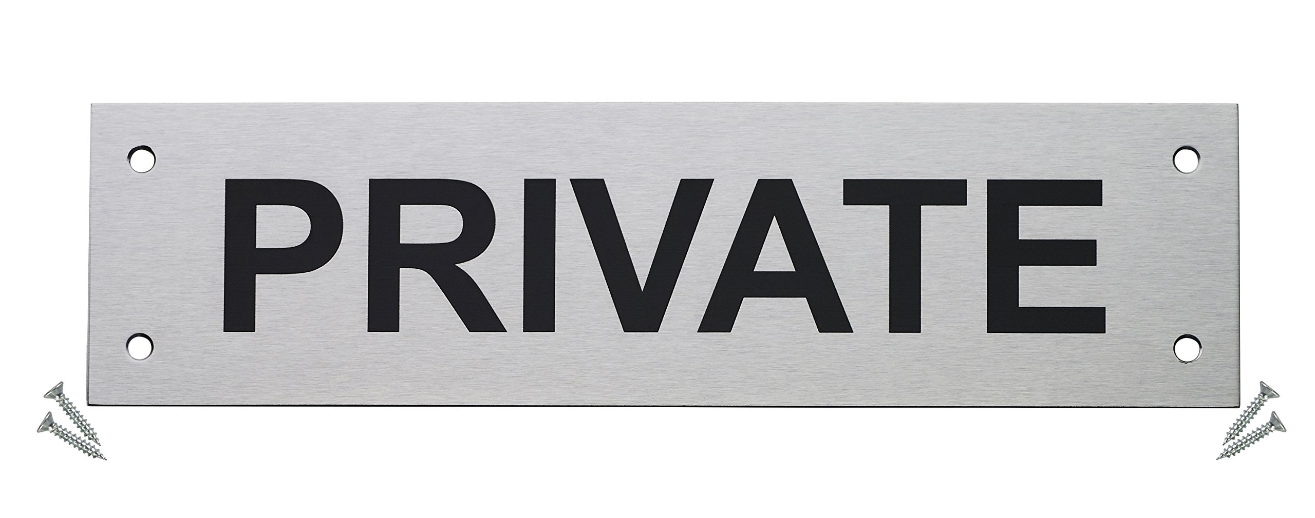 Fire Door GuruPrivate Door Sign - 225 x 60mm Rectangular - Stainless Steel Safety Sign - Fixings Included