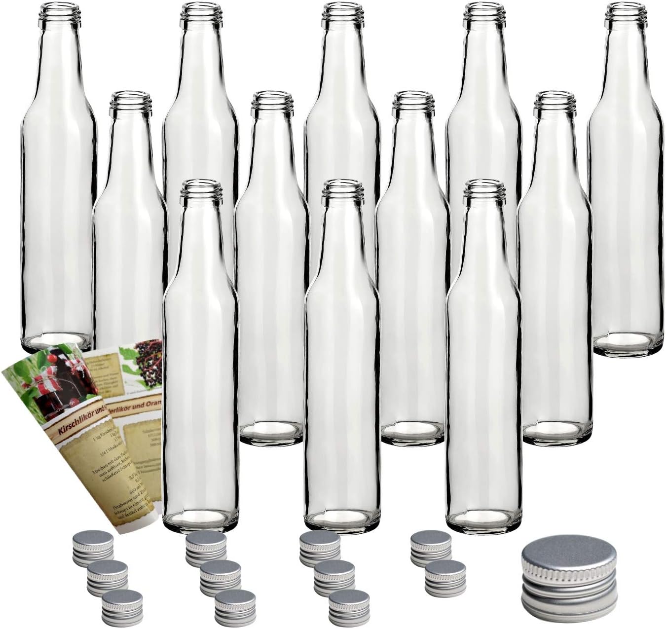 gouveo 12 empty bottles with screw cap, silver, empty glass bottles, 250 ml