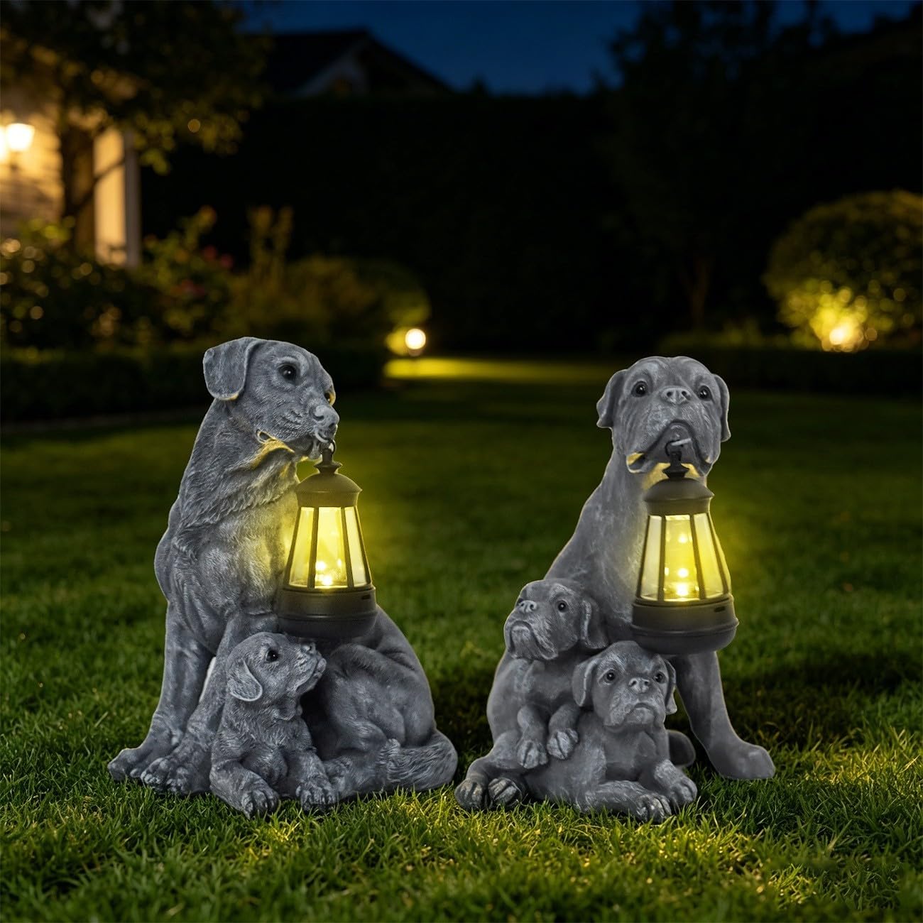per lampada per giardino per solare per cane Resina Grigia (B)