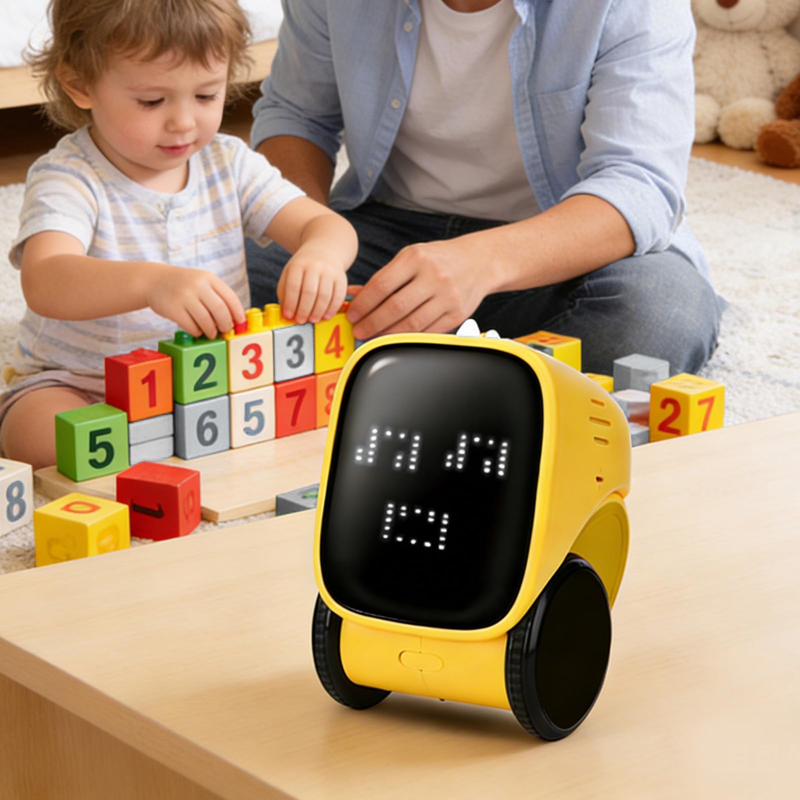 Fockety Juguete Robot Inteligente, Programación de Máquina de Historias con Detección Táctil de IA, Juguete de Aprendizaje Stem para Profesores y Socios Inteligentes Que Hablan (Yellow)