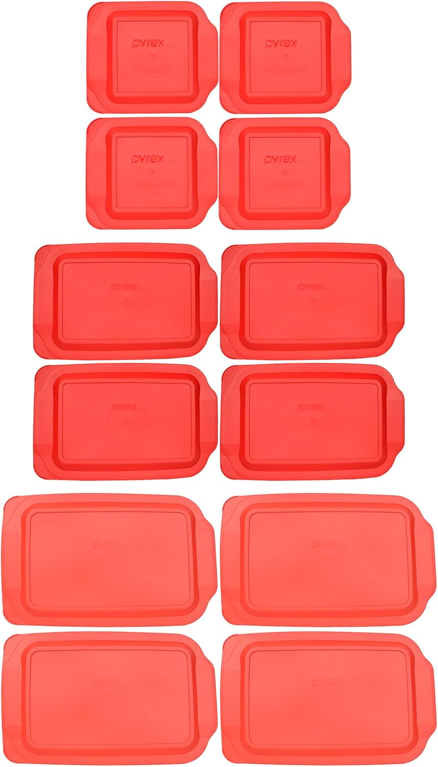 Pyrex Red (4) 234-PC, (4) 233-PC, & (4) 222-PC Plastic Food Storage Replacement Lids, Made in USA