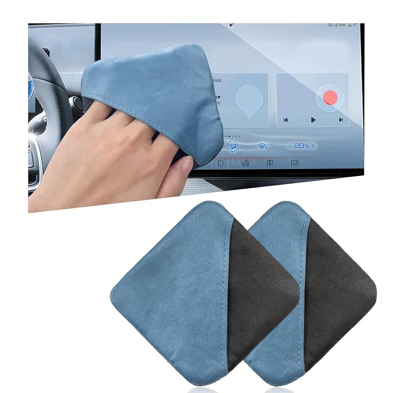 Pano de Microfibra para Limpeza de Tela Automotiva Ohleats Azul e Cinza, Kit com 2 Peças