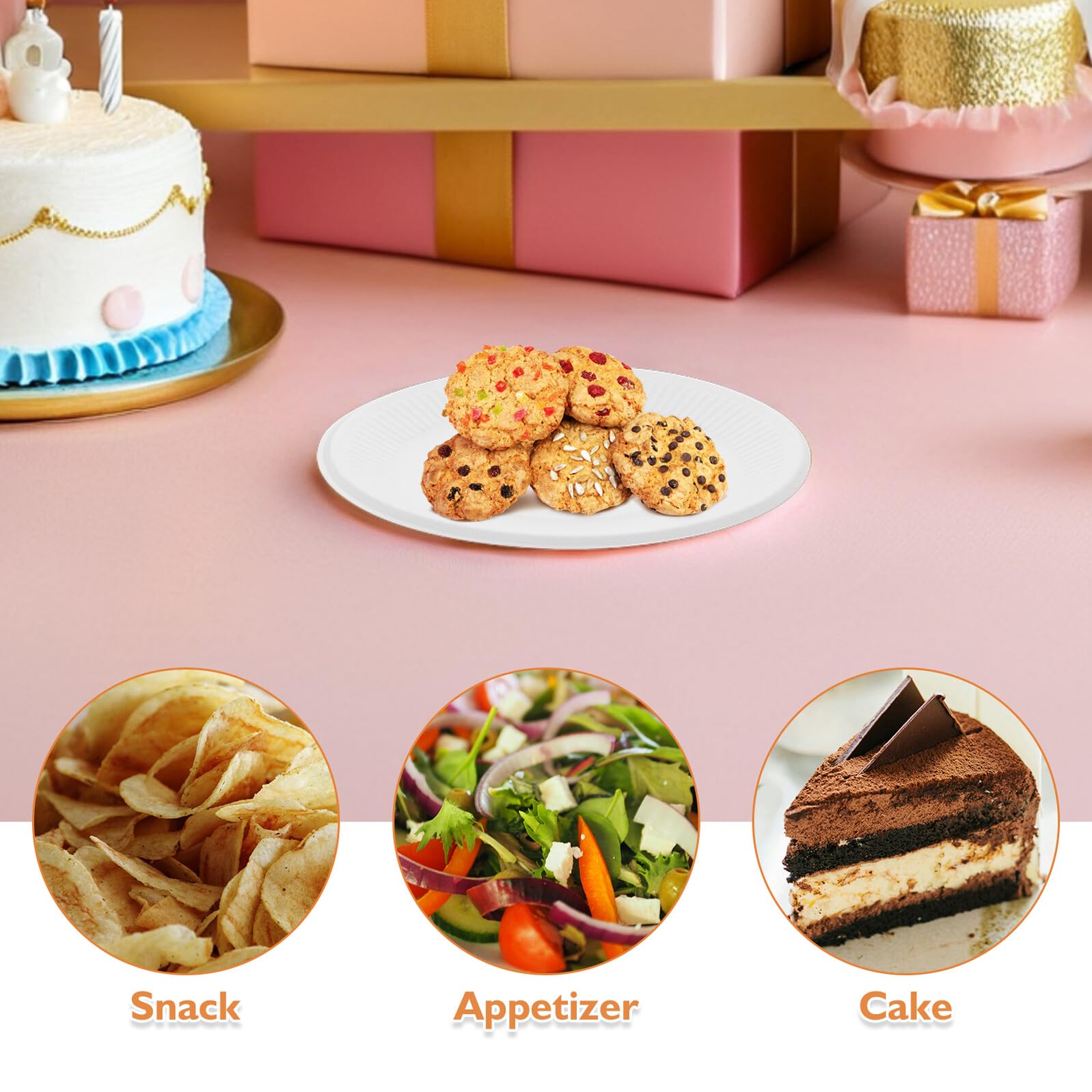 200 Pezzi Piatti Spessi per Dessert Usa e Getta Resistenti e Compatti per Dolci Antipasti e Snack Feste e Matrimoni