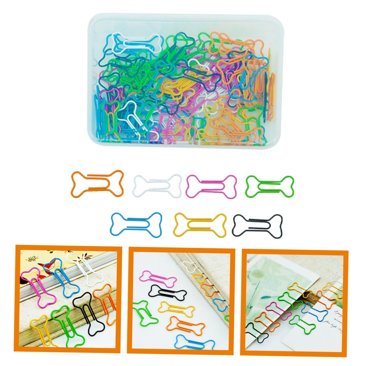 HOMSFOU 3 Set Piccole Graffette Per Graffette Per Ufficio Graffette Divertenti Graffette Alla Moda Pastello Per Compleanno Assortite A Forma Di Scheletro In Plastica 100 pezzi * 3