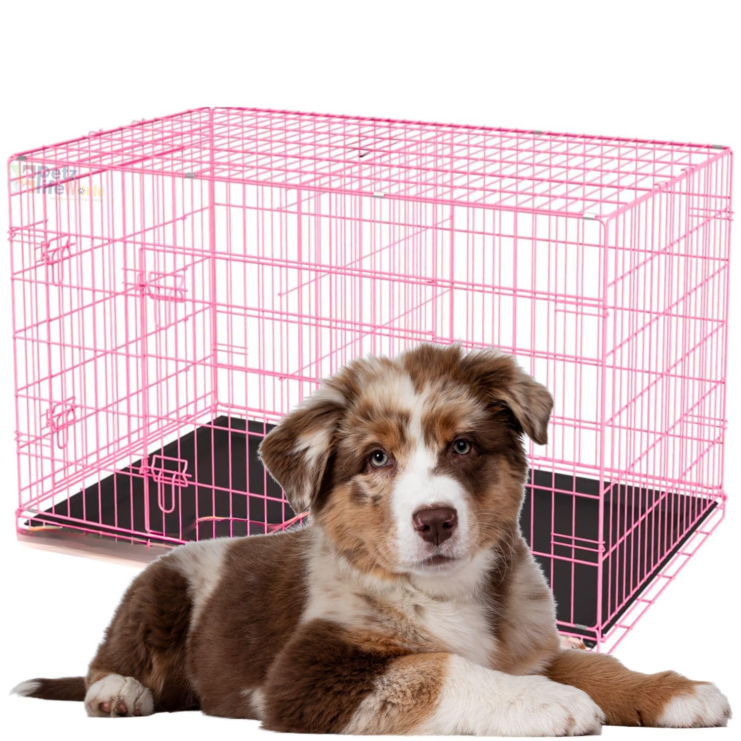 PetzLifeworld 2 Feet (24 Inch - 60 cm) Pink/Blue with Black Tray Dog, Rabbit Cage (Pink) (B09FHVXL4M) Amazon Price History, Amazon Price Tracker