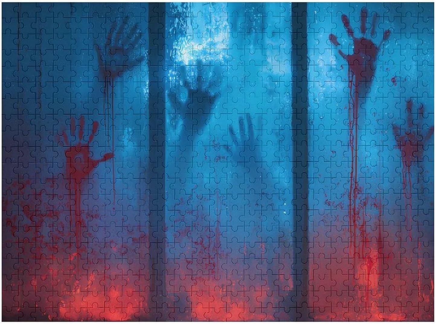 Halloween Ghost Window Puzzles for Adults 500 PCS Wooden Jigsaw Puzzle Wall Decor Christmas