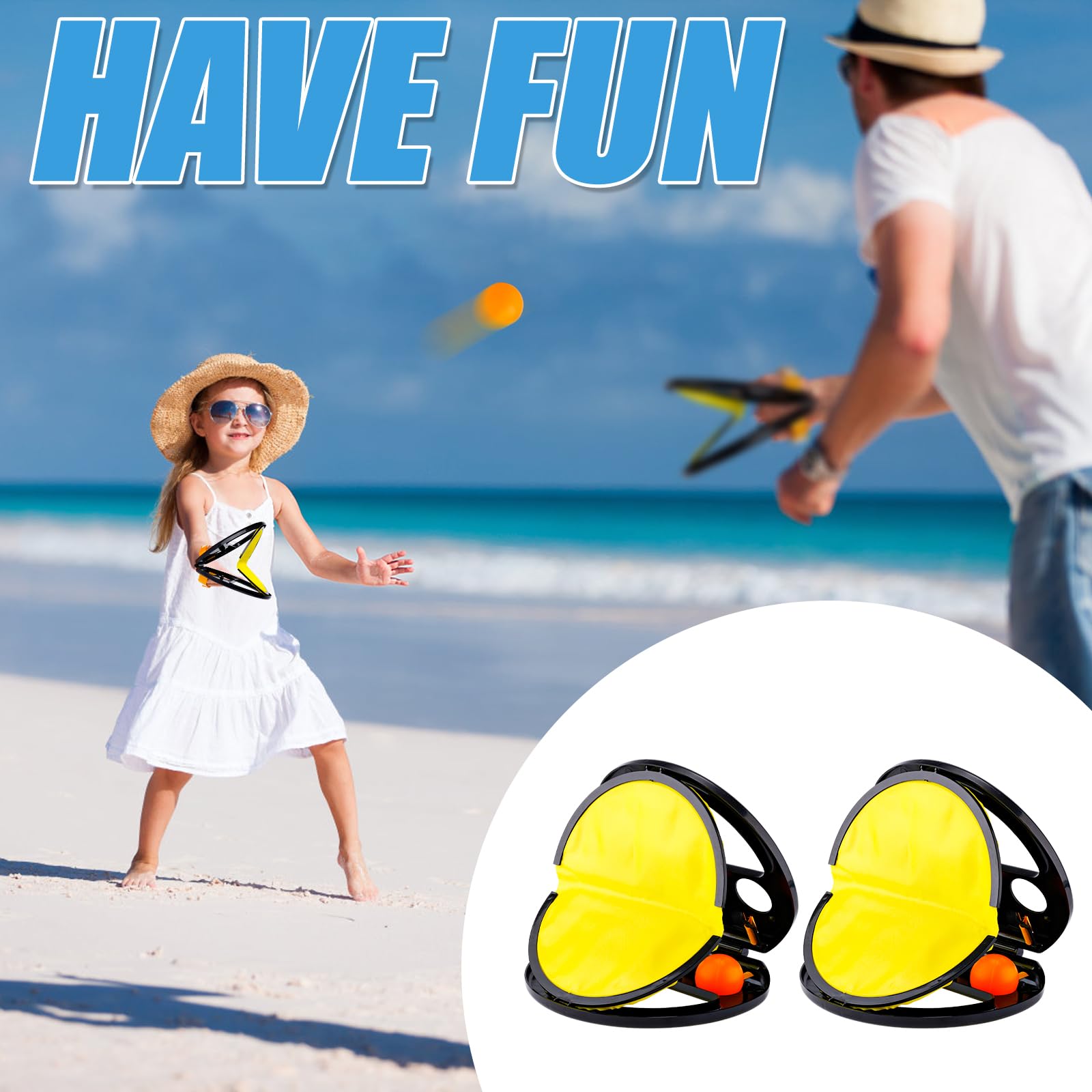 Toss and Catch Ball Set, 2pcs Nylon Cloth and Plastic Ball Claws & 4pcs Plastic Balls Squap Catch Ball Outdoor Toy Easy to Carry Outdoor Games for Kids Outdoor Yard Games Beach - Image 7