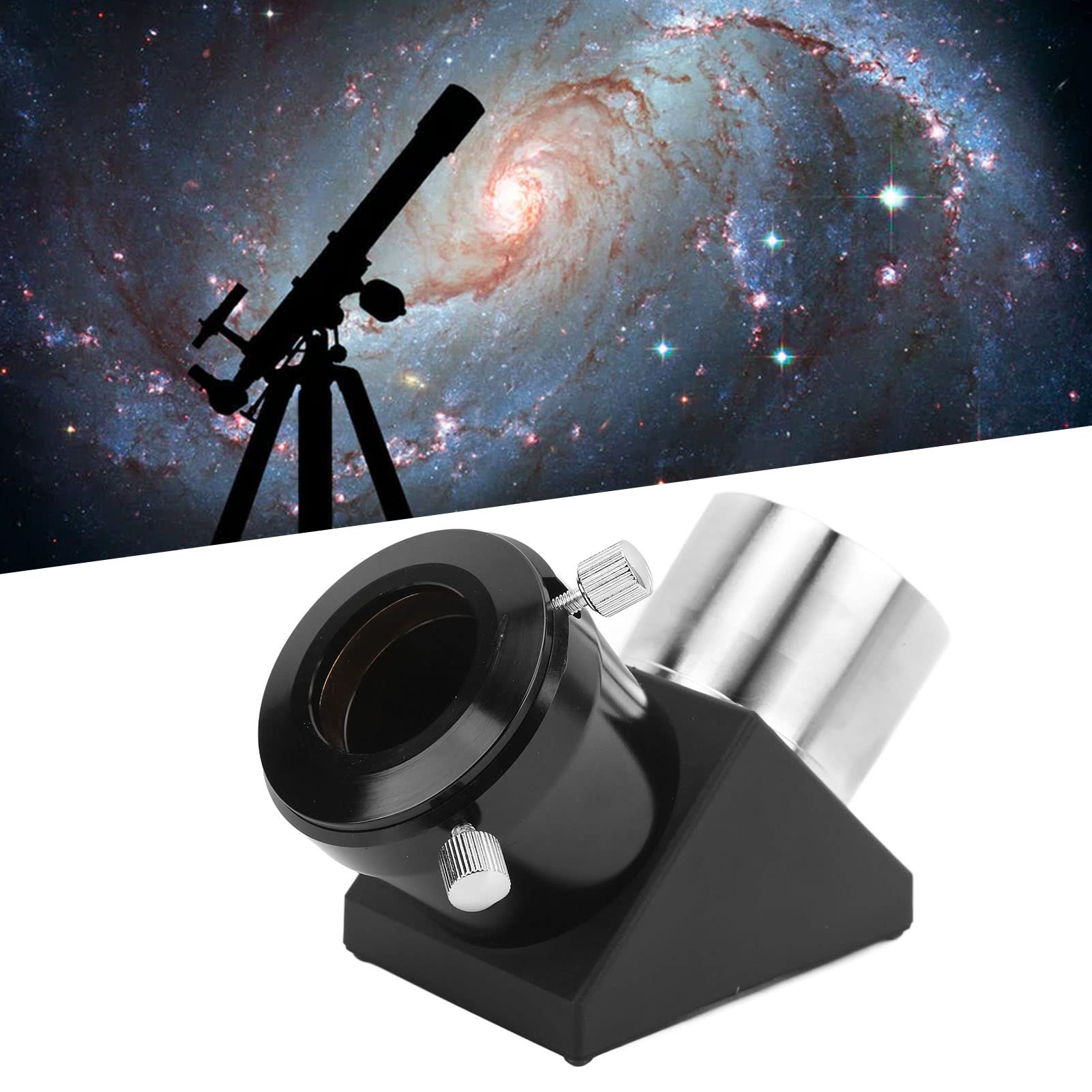 Qiilu Monture de Miroir de Télescope, Miroir Zénith de Prisme D'adaptateur Diagonal de 2 Pouces à 90 Degrés pour Accessoires de Télescope Astronomique