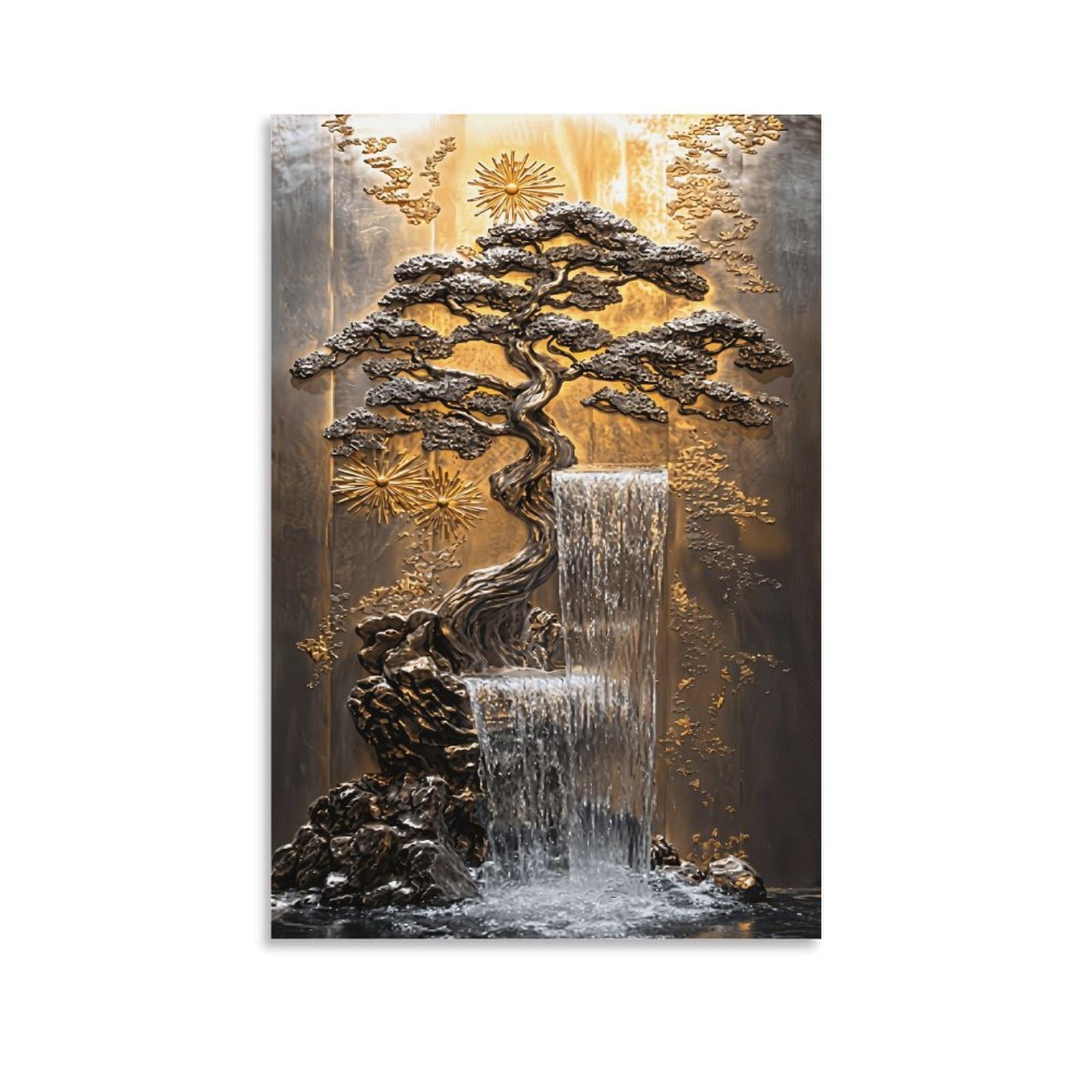 XPASHIQWC Pine Tree Poster Artwork Waterfall Giclee Canvas Prints Modern Wall Art Picture Wall Hanging for Office Gym Living Room Decor 20x30inch(50x75cm)