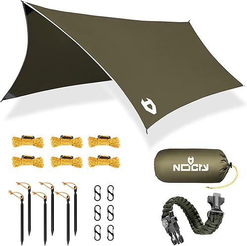 Rain Fly EVOLUTION - Cubierta impermeable para hamaca o para tienda de campaña o acampada de 12 x 10 o 10 x 10, con brazalete de supervivencia,