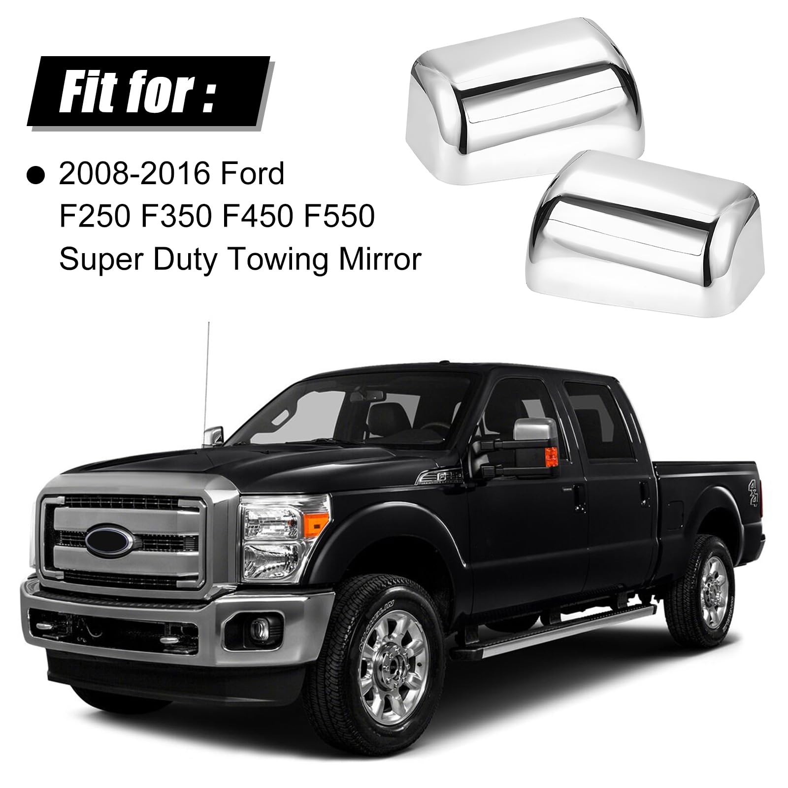 Chrome Mirror Cover & Door Handle Set For 2008-2016 Ford F250 F350 F450 F550 10 thumbnail image