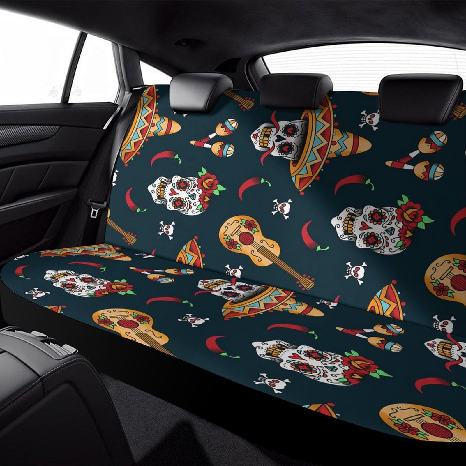 Amazon | カーシートカバー 後席用 髑髏 スカル ドクロ 車用シート 