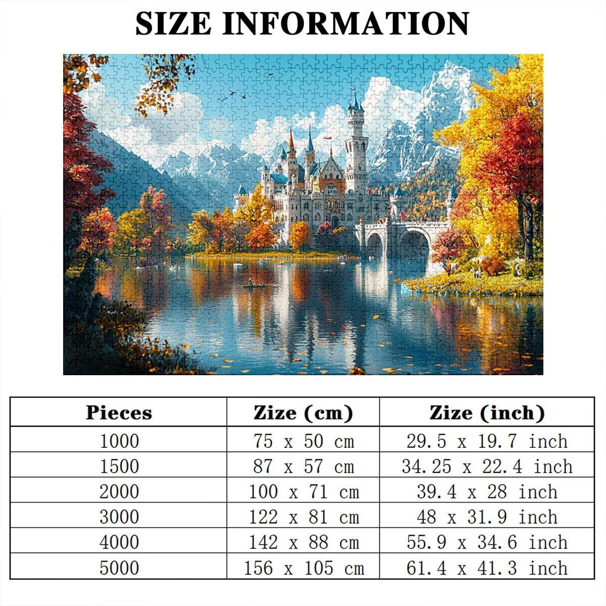 Puzzle 5000 elementów, krajobraz, zamek, 5000 elementów, drewniane puzzle dla dorosłych, trudna łamigłówka, gra logiczna dla całej rodziny, drewniane puzzle do dekoracji salonu, na prezenty, B-48