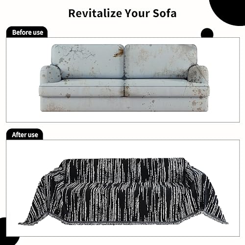 Miniatura 6 de Funda de felpilla apta para mascotas, lavable, reversible para sofá seccional, sofá biplaza, sofá esquinero, funda para futón (71 x 150 pulgadas,