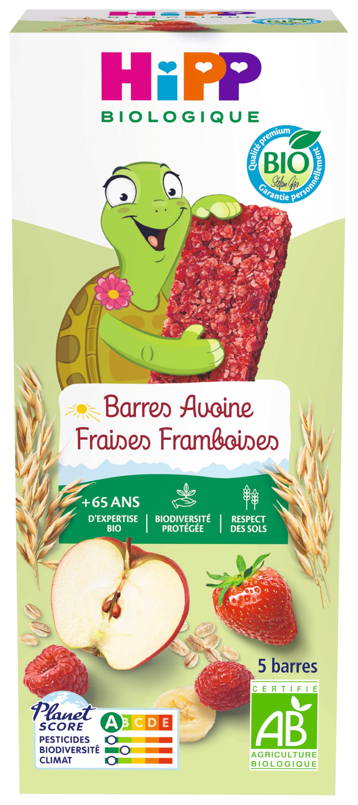 HiPP - Barres Avoine Fraises Framboises - Boîte 100 g - BIOLOGIQUE