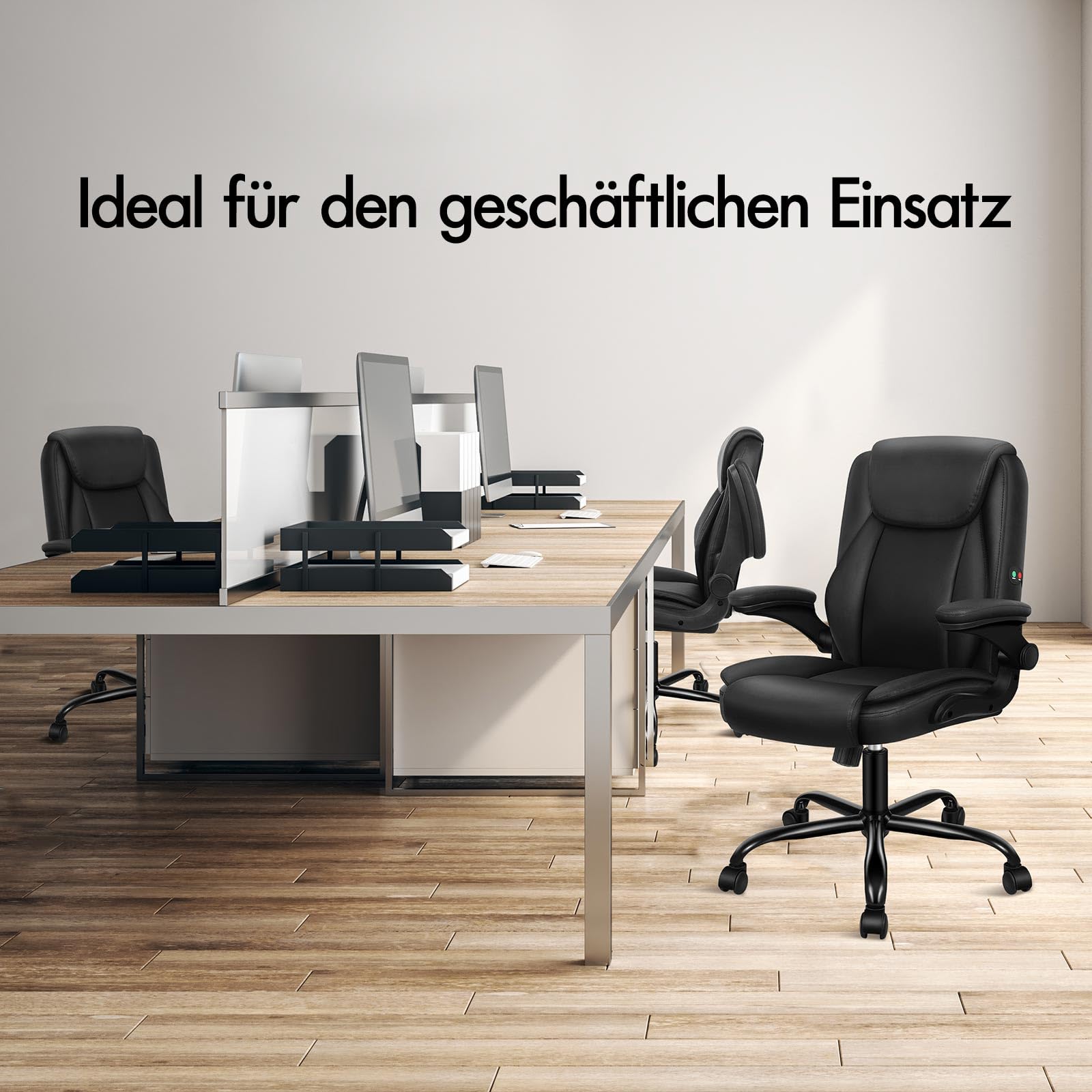 ALFORDSON Ergonomischer Bürostuhl Chefsessel Massage, höhenverstellbarer Schreibtischstuhl Armlehnen, Computerstuhl Wippfunktion 90°-135°, Drehstuhl mit Rollen,Besprechungsstuhl Pu Leder, Schwarz