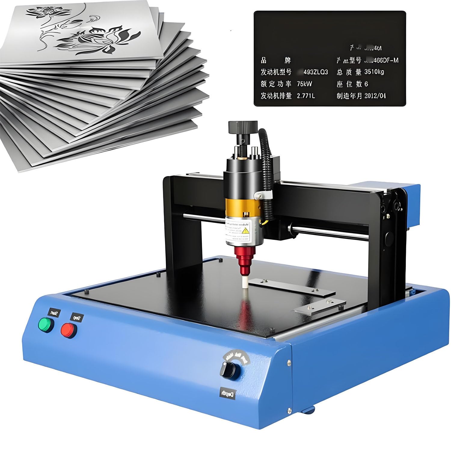 Máquina de grabado de metal de alta potencia, máquina de marcado eléctrico para aluminio, hierro, cobre, área de trabajo de 200 x 150 mm, profundidad de marcado de 0,05 a 1 mm, velocidad de 2 pulgadas
