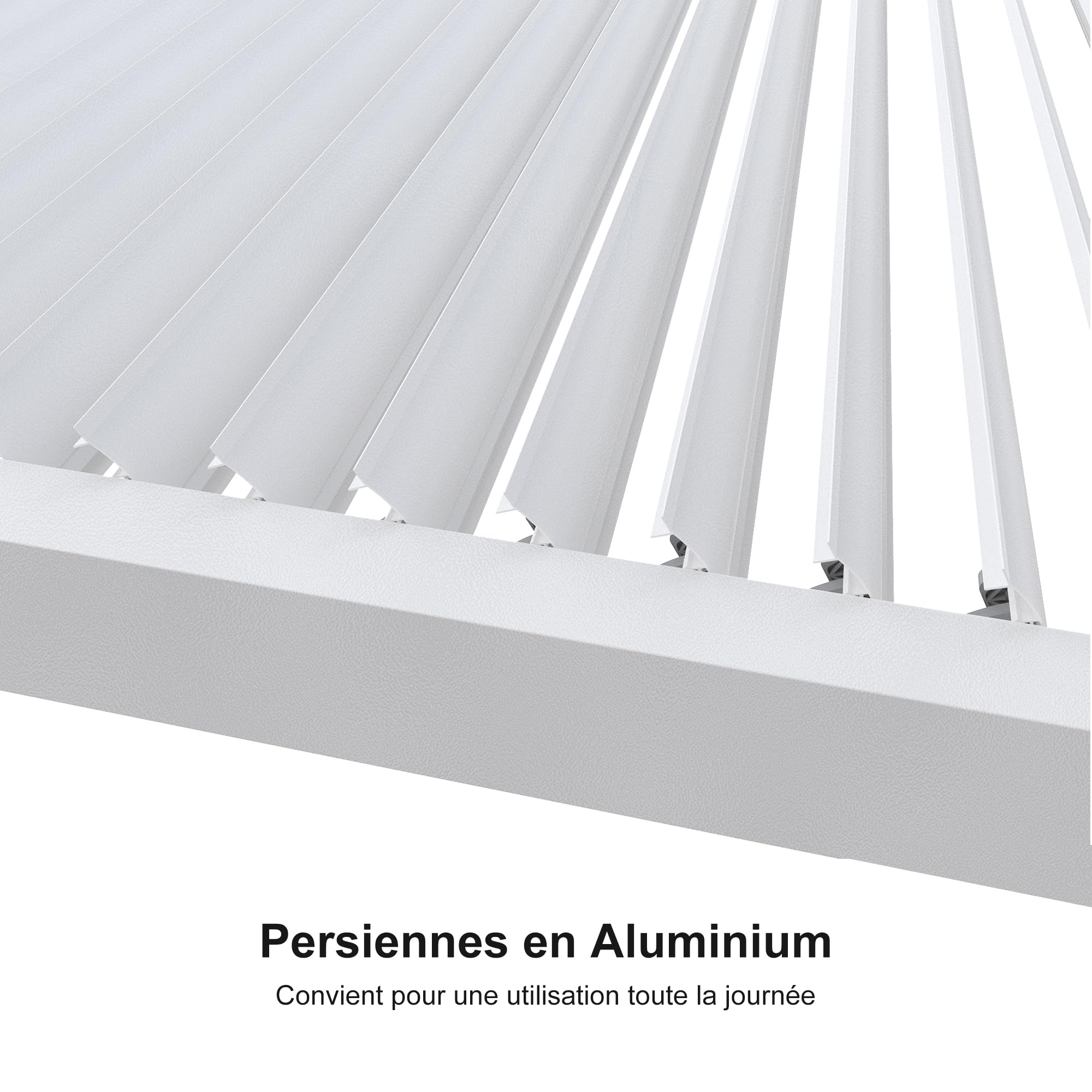 PURPLE LEAF Pergola Bioclimatique Alu 4,24 x 3 m Lames Orientables, Blanc